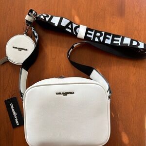Karl Lagerfeld Minimalist White and Black Crossbody Camera Bag BNWT